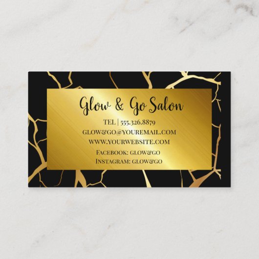 Elegant donkergouden Haarstylist Visitekaartje (Achterkant)