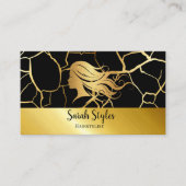 Elegant donkergouden Haarstylist Visitekaartje (Voorkant)