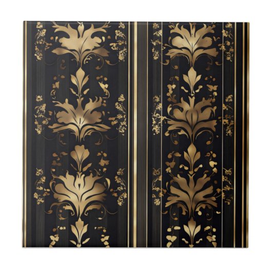 Elegant donkergouden patroon tegeltje (Voorkant)
