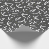 Elegant donkergrijs blad botanisch inpakpapier (Hoek)