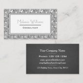 Elegant donkergrijs bladpatroon stijlvol visitekaartje (Voorkant / Achterkant)