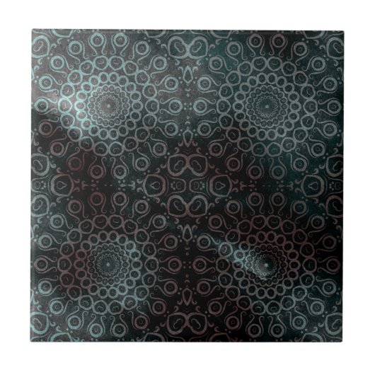 Elegant Donkergrijs Blauw Intricate Swirls and Loo Tegeltje (Voorkant)