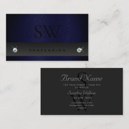 Elegant Donkergrijs Blauw Slangenpatroon met Monog Visitekaartje