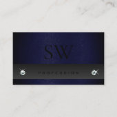 Elegant Donkergrijs Blauw Slangenpatroon met Monog Visitekaartje (Voorkant)