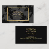 Elegant donkergrijs bloemmotief met gouden accente visitekaartje (Voorkant / Achterkant)