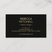 Elegant donkergrijs bloemmotief met gouden accente visitekaartje (Achterkant)