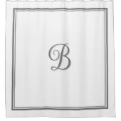 Elegant donkergrijs Double Border Script Monogram Douchegordijn (Voorkant)