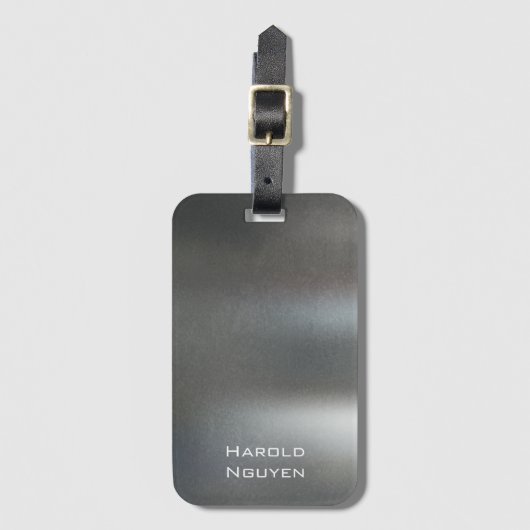 Elegant Donkergrijs geborsteld metaal Roestvrij al Bagagelabel (Voorkant (verticaal))