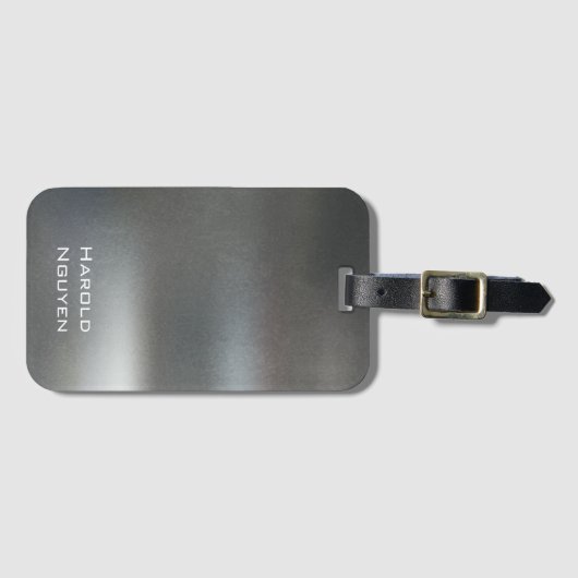 Elegant Donkergrijs geborsteld metaal Roestvrij al Bagagelabel (Voorkant (horizontaal))