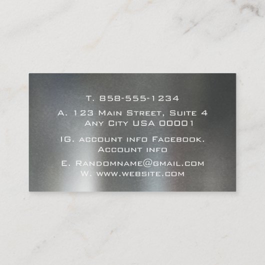 Elegant Donkergrijs geborsteld metaal Roestvrij al Visitekaartje (Achterkant)
