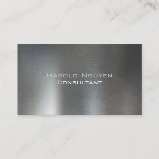 Elegant Donkergrijs geborsteld metaal Roestvrij al Visitekaartje (Voorkant)