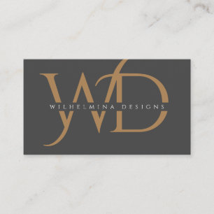 Elegant donkergrijs goudmonogram Luxeariteit Visitekaartje