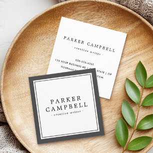 Elegant donkergrijs minimalistisch grensberoep vierkante visitekaartje