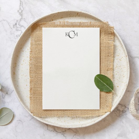 Elegant donkergrijs minimalistisch monogram notitiekaartje