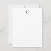 Elegant donkergrijs minimalistisch monogram notitiekaartje (Voorkant)