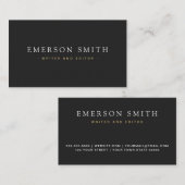 Elegant donkergrijs modern minimaal professioneel visitekaartje (Voorkant / Achterkant)