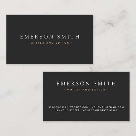 Elegant donkergrijs modern minimaal professioneel visitekaartje (Voorkant / Achterkant)