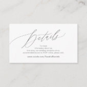 Elegant donkergrijs, trouwdetails, online RSVP Informatiekaartje (Voorkant)