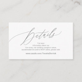 Elegant donkergrijs, trouwdetails, online RSVP Informatiekaartje