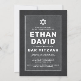 Elegant donkergrijs witte ster David bar mitzvah Kaart