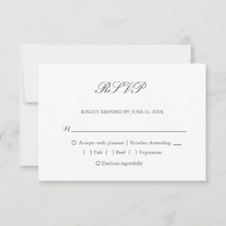 Elegant donkergrijs witte typografie bruiloft RSVP kaartje