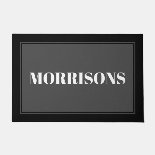 Elegant donkergrijs witte zwarte grens met aangepa deurmat (Voorkant)