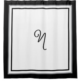 Elegant donkergrijze rand schrift monogram douchegordijn