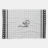 Elegant donkergrijze rand script monogram theedoek (Horizontaal)