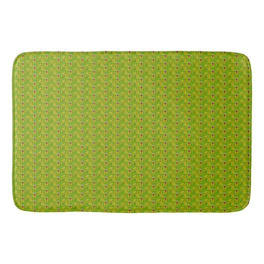 Elegant donkergroen chartreuse bloempatroon badmat (Voorkant)