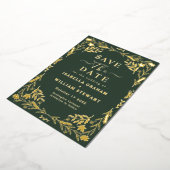 Elegant Donkergroen Chic Boho Save The Date Folie Uitnodiging (Gedraaid)