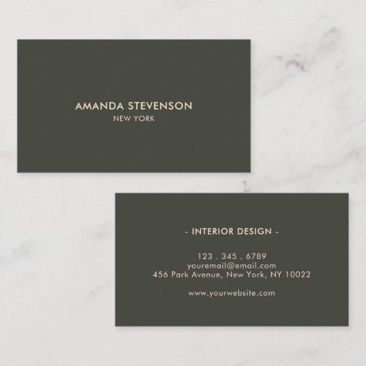 Elegant donkergroen en beige professional visitekaartje (Voorkant / Achterkant)