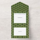 Elegant donkergroen goud alles in één uitnodiging (Binnen)