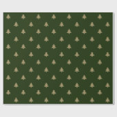 Elegant donkergroen goud eenvoudige kerstbomen cadeaupapier (Vlak)