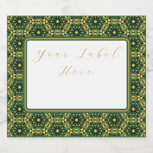 Elegant donkergroen goud geometrisch flesetiket sparkling wijnetiket (Enkel label)