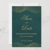 Elegant donkergroen goud geometrisch Save the Date Kaart (Voorkant)