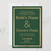 Elegant donkergroen goud luxe bruiloft kaart (Voorkant)