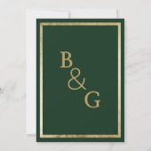 Elegant donkergroen goud luxe bruiloft kaart (Achterkant)