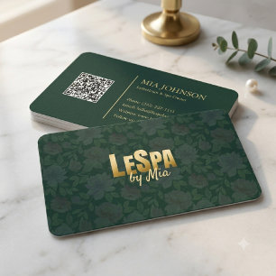 Elegant donkergroen goud modern luxe bloemendesign visitekaartje