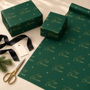 Elegant donkergroen goud Prettig kerstfeest Cadeaupapier