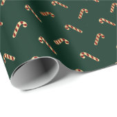 Elegant donkergroen goud schattig snoep riet patro cadeaupapier (Rol Hoek)