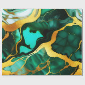 Elegant donkergroen goudgeel Faux Marble Cadeaupapier (Vlak)