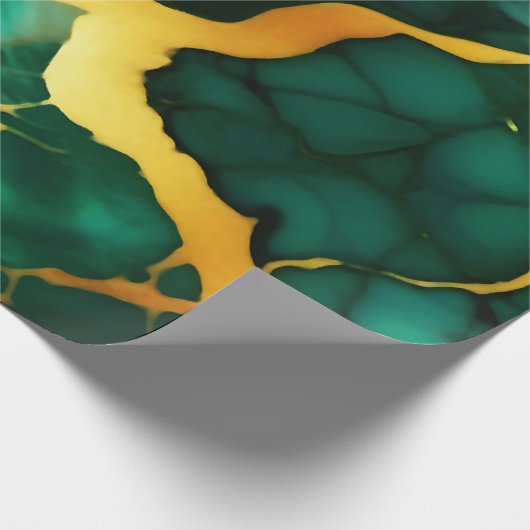 Elegant donkergroen goudgeel Faux Marble Cadeaupapier (Hoek)