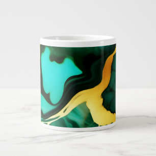 Elegant donkergroen goudgeel Faux Marble Grote Koffiekop