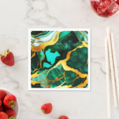 Elegant donkergroen goudgeel Faux Marble Servet (Insitu)