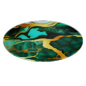 Elegant donkergroen goudgeel Faux Marble Snijplank (Hoek)