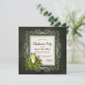 Elegant Donkergroen met kaarsfeest Kaart (Staand voorkant)