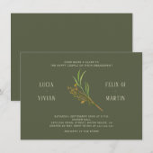 Elegant Donkergroen Rustiek Verlovingsfeest Kaart (Voorkant / Achterkant)