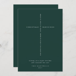 Elegant donkergroen schriftkruis feestdagenkaart