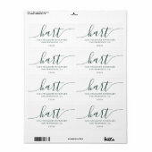 Elegant donkergroen script familieadres etiket (Full Sheet)