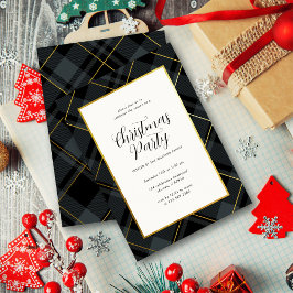Elegant Donkergroen Tartan Plaid Kerstfeest Kaart